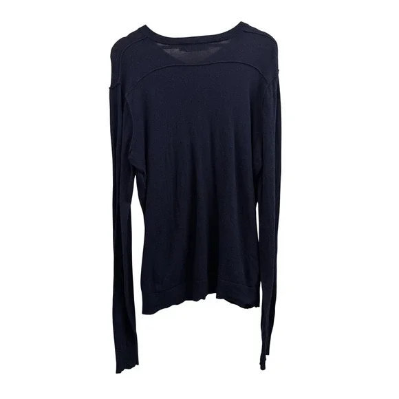 Vince Mens Navy Blue Cotton Cashmere V-Neck Sweater M Pullover RN106730 - Picture 3 of 5